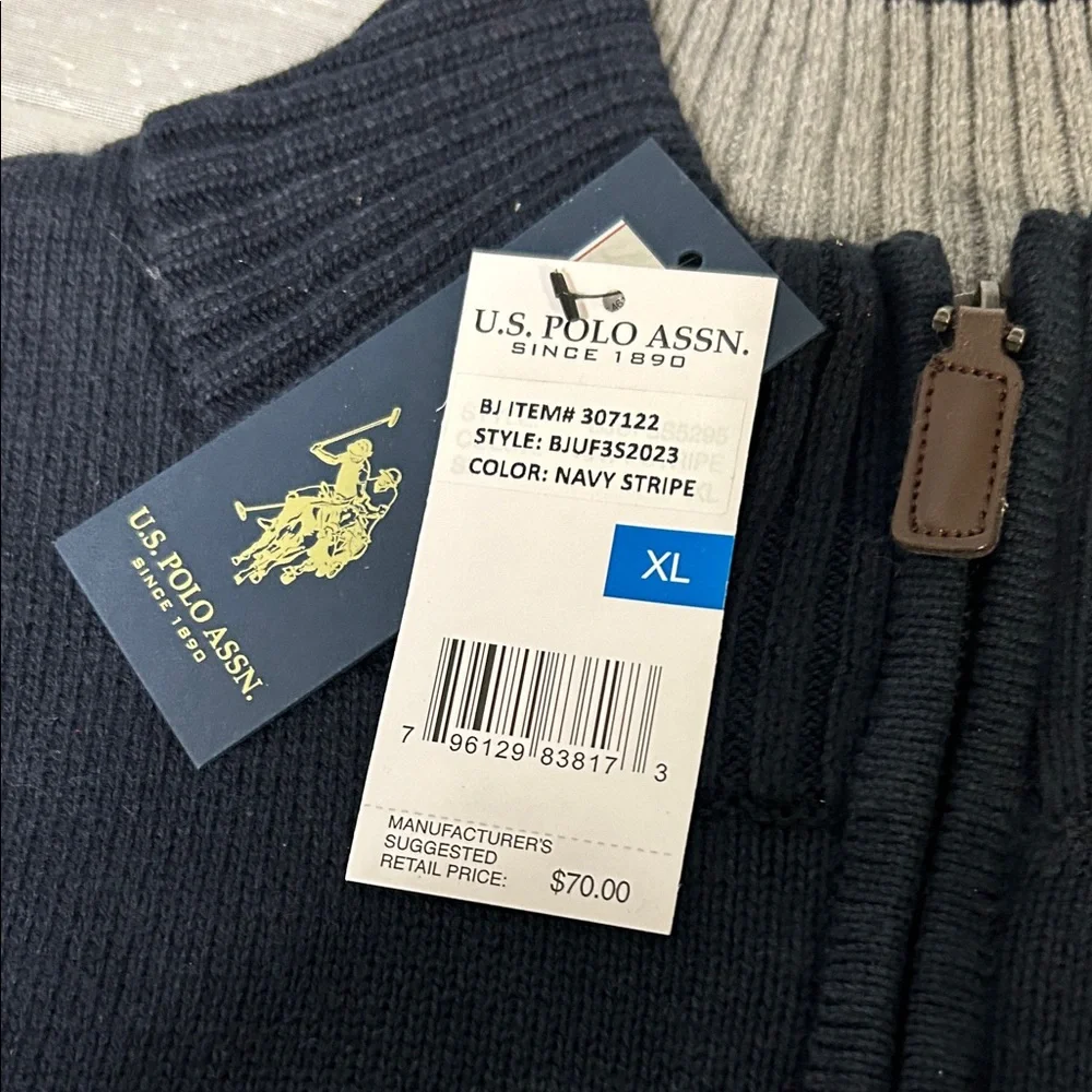 U.S Polo Striped Sweater - Red, Gray, and Blue NWT - Picture 2 of 3
